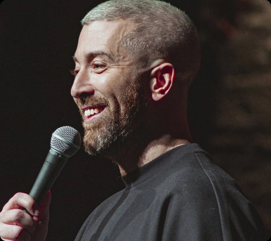 Smiling with Mic